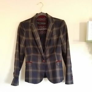 Zara Basic Blue Flannel Blazer